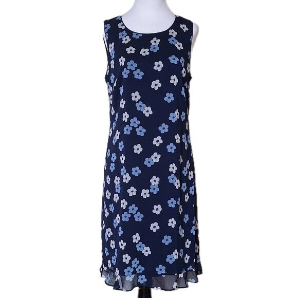 KARL LAGERFELD NAVY FLORAL DRESS SIZE 8 - Picture 1 of 6